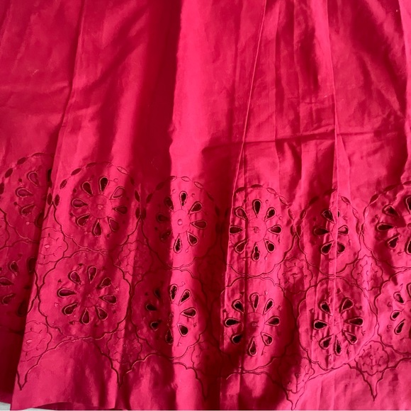 Ann Taylor LOFT Womens Red Eyelit Midi Skirt Size 10 - Picture 2 of 3
